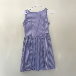 blue and white striped dress